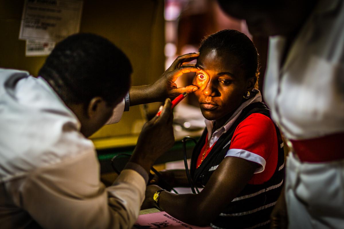 Checking a patient for diabetic eye disease 