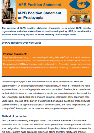 Position Paper on Presbyopia