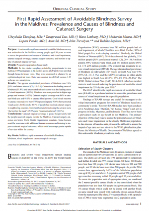 First Rapid Assessment of Avoidable Blindness Survey in the Maldives: Prevalence and Causes of Blindness and Cataract Surgery