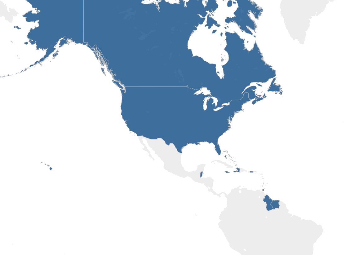 Map of IAPB regions - North America