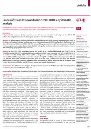 Causes of vision loss worldwide, 1990–2010