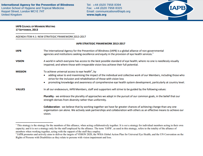 IAPB Strategic Framework 2013-2017