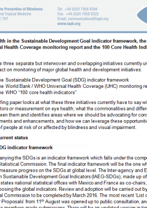 The Indicators Framework in support of SDGs and eye health