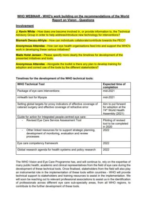 WHO webinar questions document