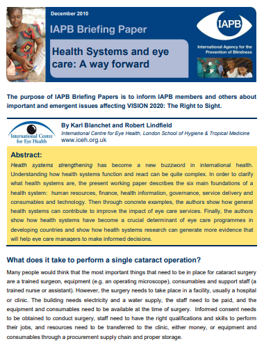 Health Systems and Eye Health