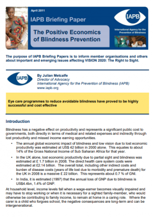 The Positive Economics of Blindness Prevention