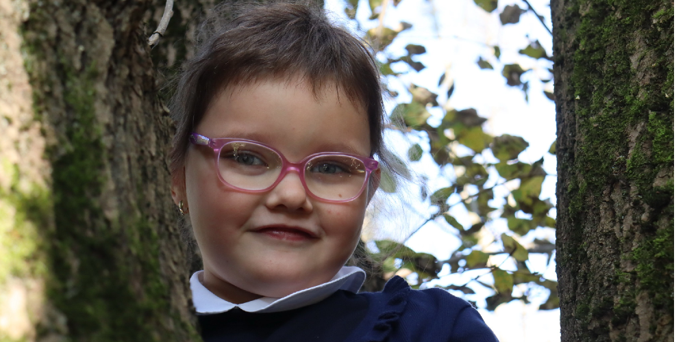 School girl with glasses