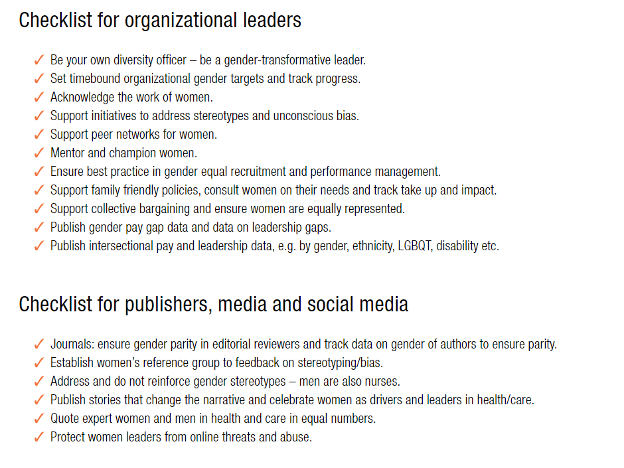 Checklist for organisation leaders and publishers