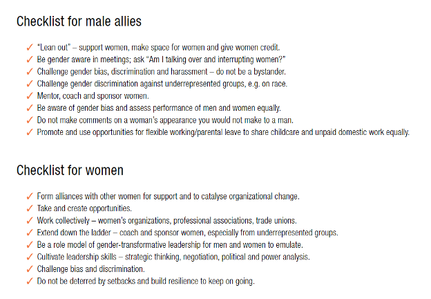 checklist for male allies and women