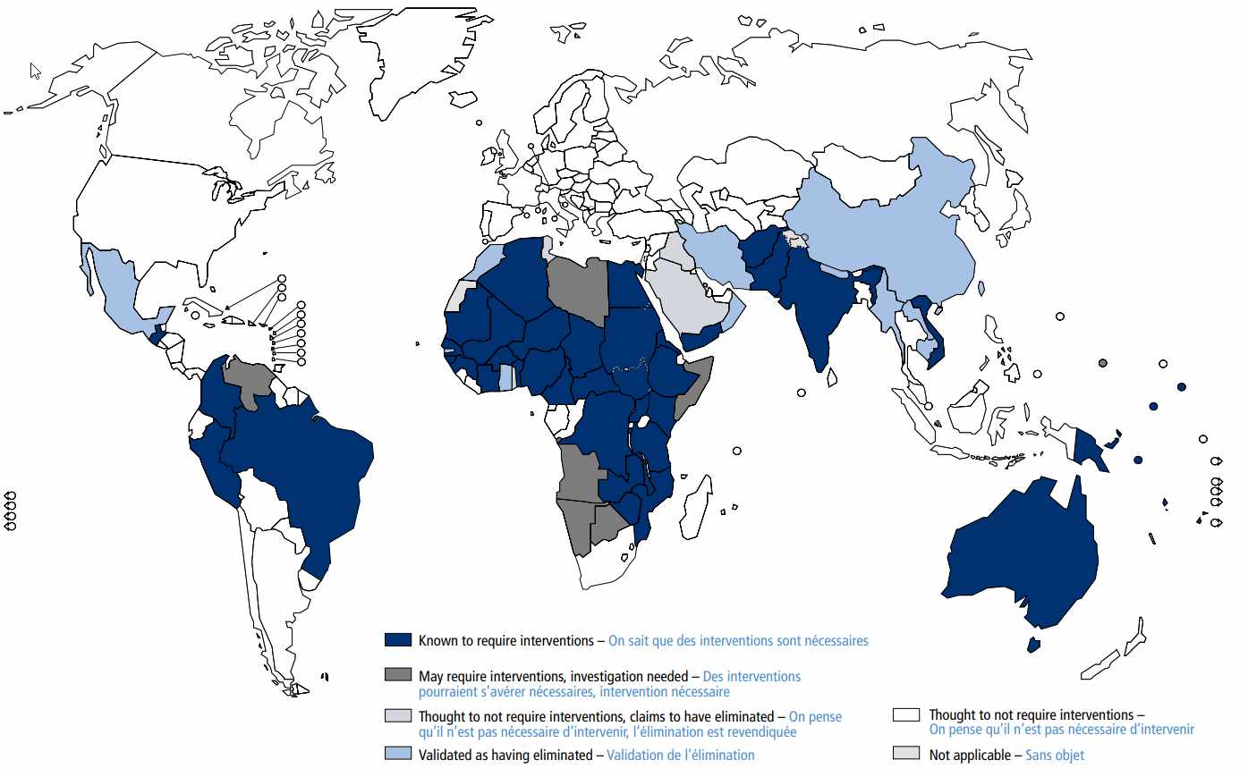 Map showing Status of elimination of trachoma as a public health problem, 2021