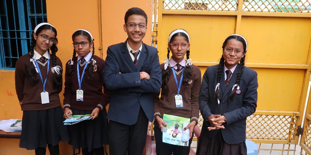 School children with their spectacles