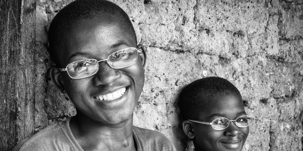 Brothers Alpha and David with their new spectacles