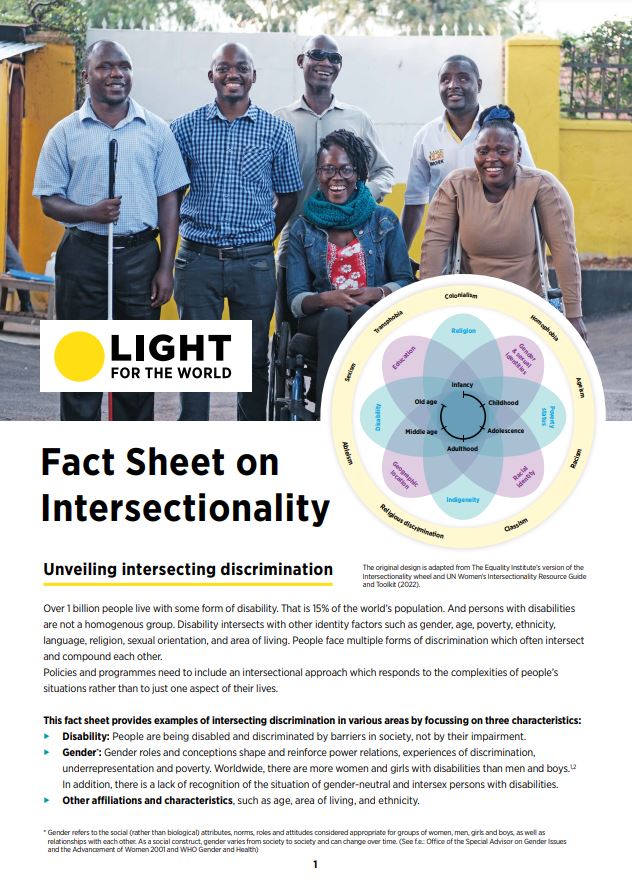 Fiche d'information de Light for the World sur la couverture de l'intersectionnalité