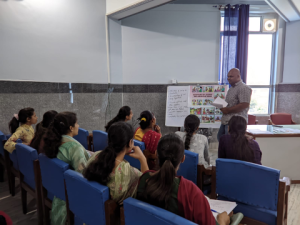 Tapobrat Bhuyan, our Program Manager in India, leads a community workshop to develop new eye health educational materials.