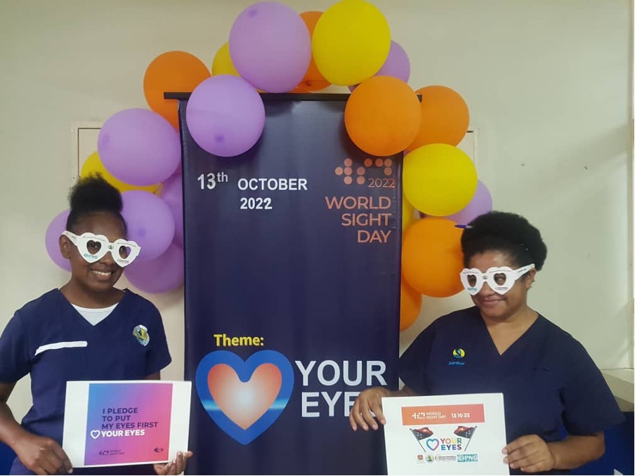 The team from PNG Eye Care led the charge on behalf of the National Committee for the Prevention of Blindness, plegding to get their eyes tested.