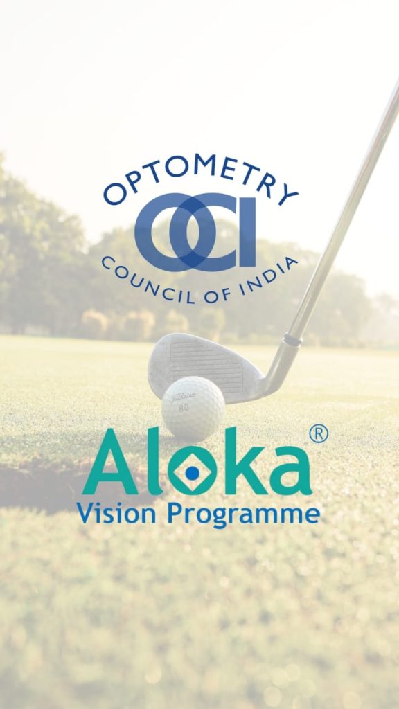 Optometry Council of India Aloka Vision Programme - Gold club hitting a gold ball