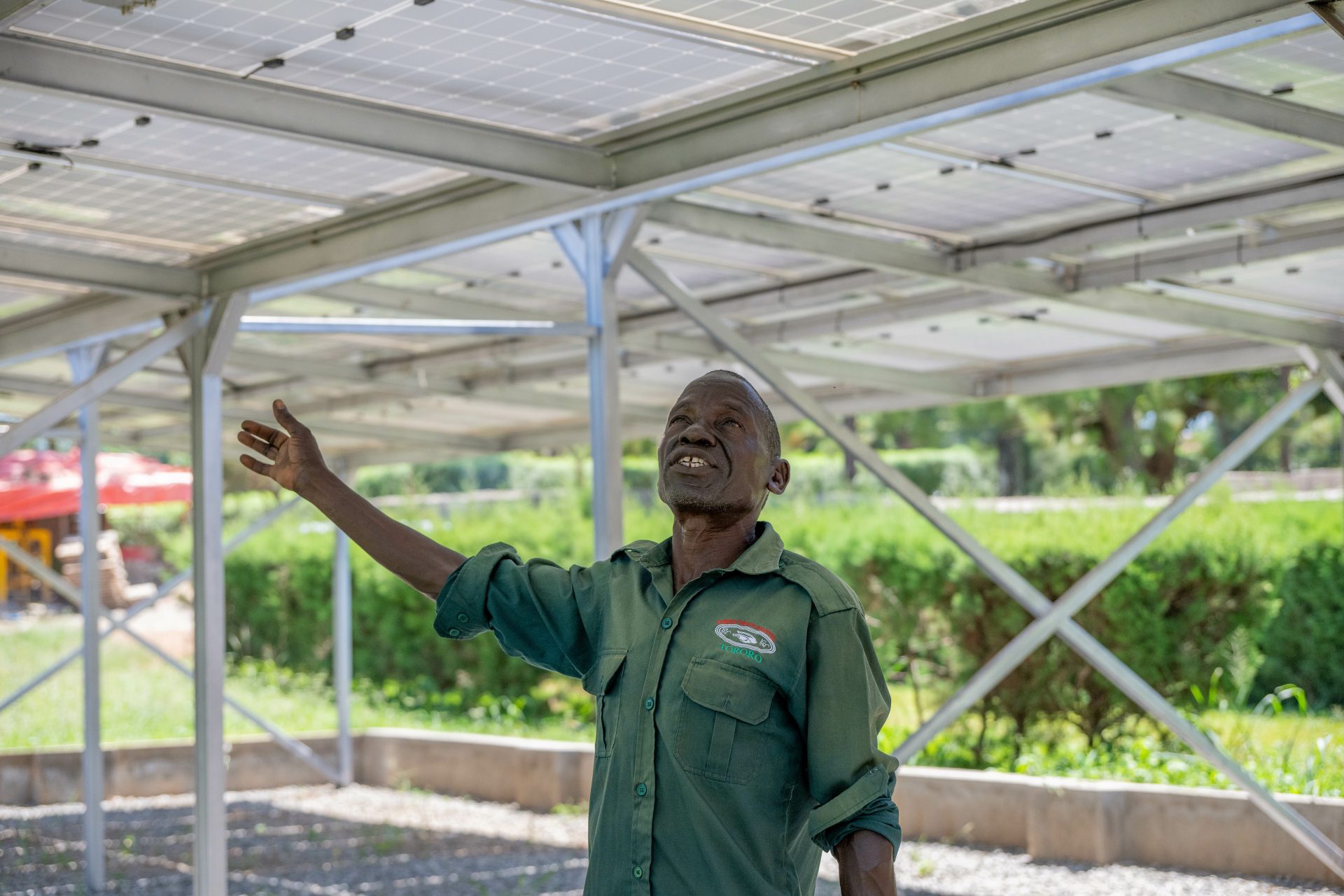 Omella Joseph, a worker at the facility demonstrates how the power is supplied and switched whenever power goes off at the facility. CBM partner Hospital Benedictine Eye Hospital in Tororo shifts to use Solar energy to power the hospital. Due to power outages in the region, the hospital decided to explore the option of Solar energy as the new solution.