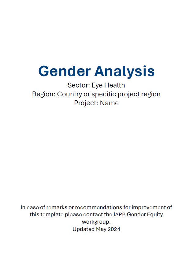 Gender Analysis in Eye Health Template cover