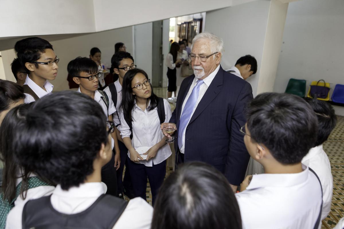 Brien Holden at the launch of an optometry school in Vietnam