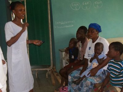 Nurse educating patients