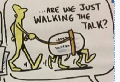 Walking the talk cartoon