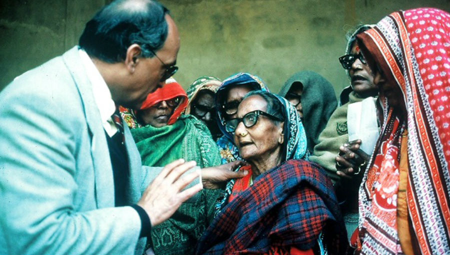 Checking eyes on a mission in 1986/ Story: Combat Blindness International: 35 years of Vision