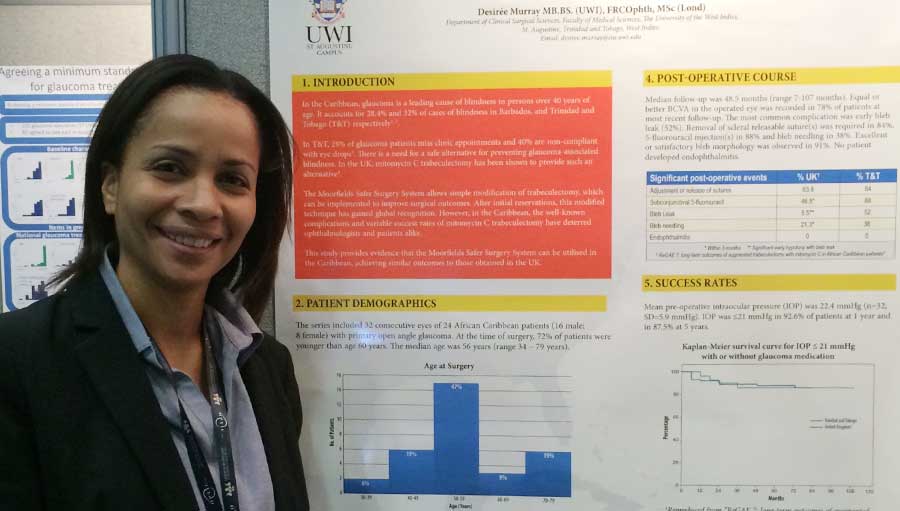 Challenges in preventing blindness and visual impairment from glaucoma in Trinidad and Tobago/Dr Desiree Murray presenting a poster at the RCOphth Annual Congress, Birmingham, UK, May 2016