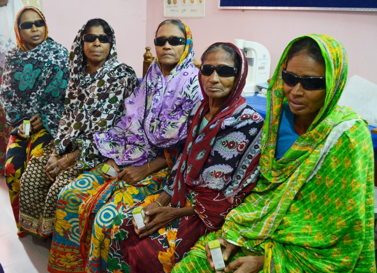 Women in rural Bangladesh following an outreach eye camp