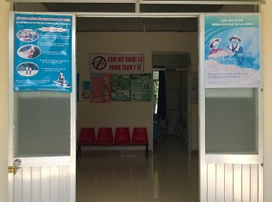 Eye care poster is hung in a commune health station in Lam Dong province