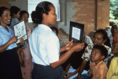 Field testing flashcards in Indonesia 1988