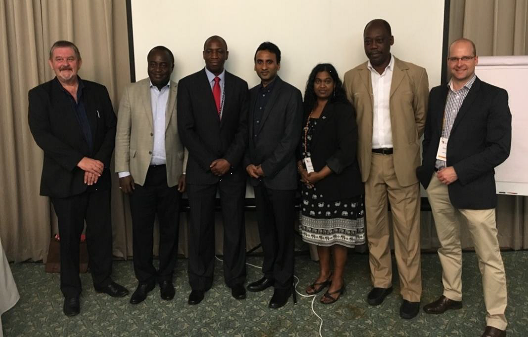 The IAPB Africa Team (left to right): Mr Ronnie Graham, Dr Joseph Oye, Dr Aaron Magava, Prof Kovin Naidoo, Miss Neebha Budhoo, Mr Senanu Quacoe and Mr Simon Day