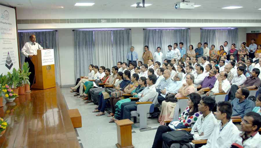 An event at LVPEI. People listening to a lecture