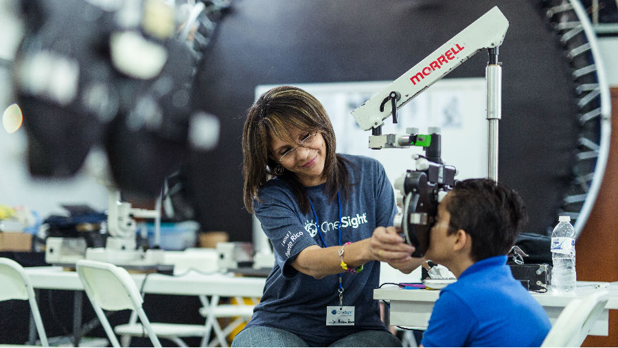 OneSight volunteer and patient Puerto Rico vision clinic/ Story: Building Solutions: Reintroducing OneSight