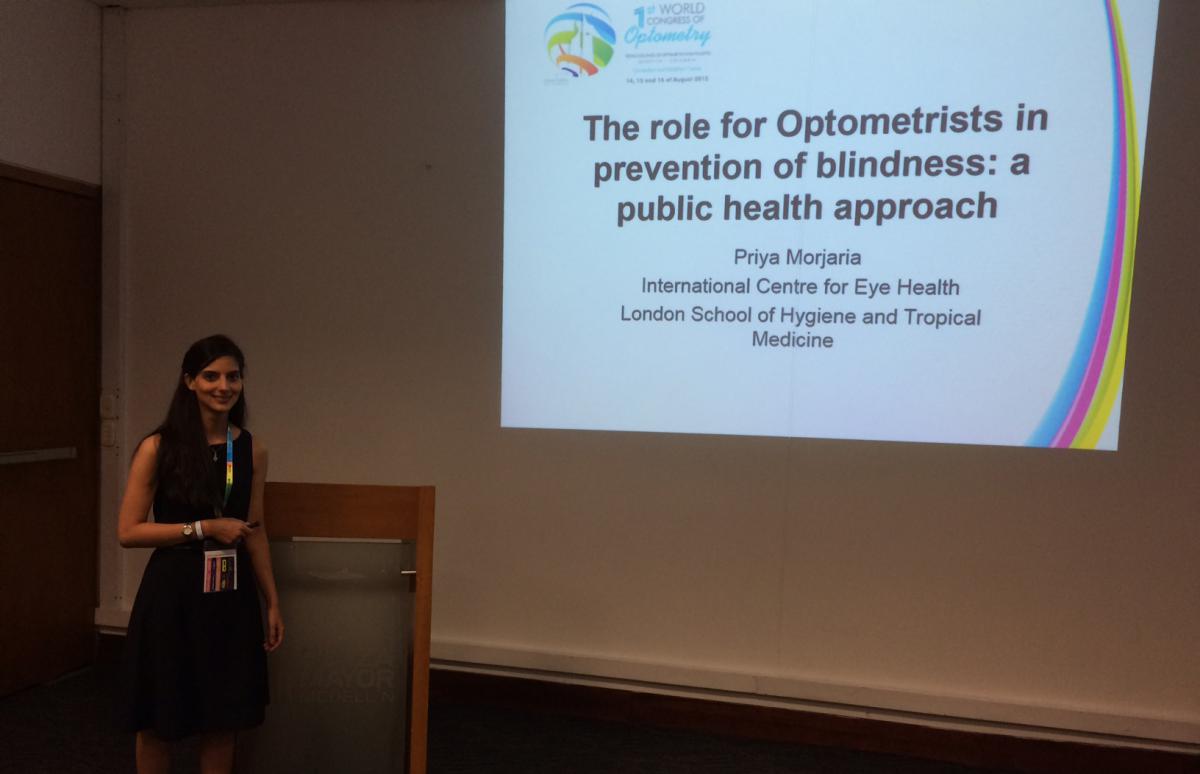 Priya and her presentation on the role of public health optometrists at WCO2015