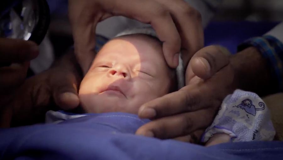 Film: A life with Sight; screen grab from the Trust's film featuring a preterm baby