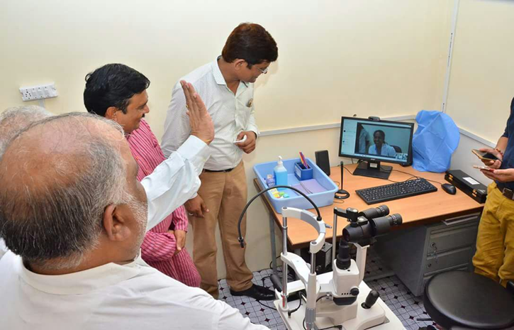 Staff at Raya vision center utilizing the new Skype-based telemedicine communication suite.