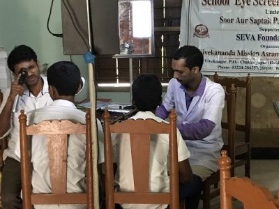 School eye screening camp organised by Netra Niramay Niketan Vivekananda Mission Ashram West Bengal, India 