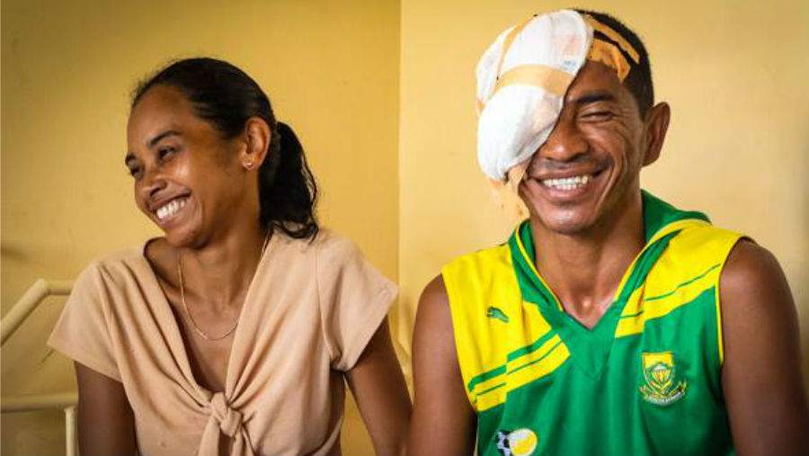 Smiling patient after cataract surgery/ Mark Sissons/ Story: World Report on Vision to release in 2019