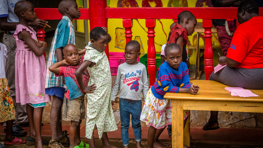 Waiting for their eye exam, Kampala orphanage By Terry Cooper/ Story: USAID Child Blindness Program