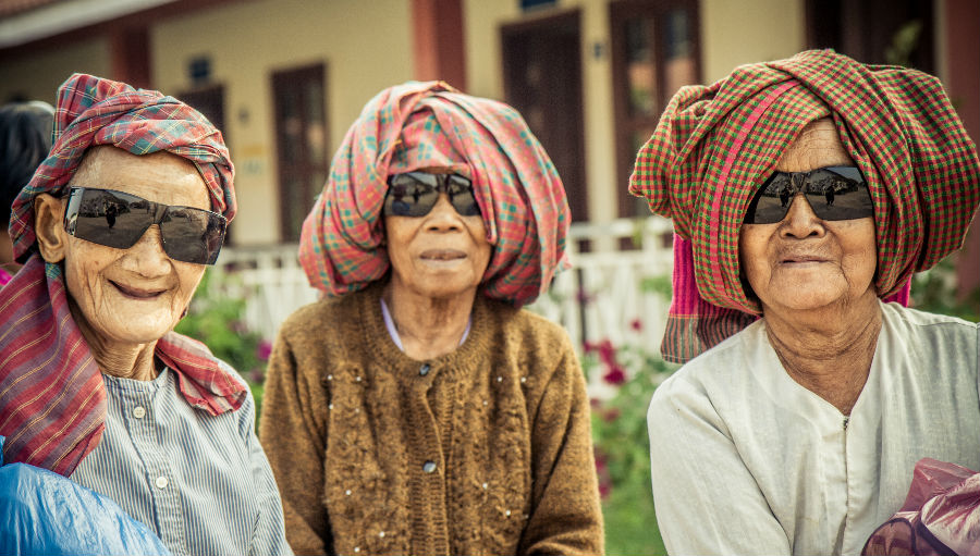 Three women after cataract surgery