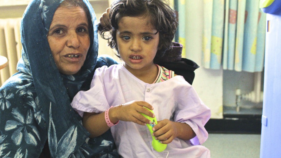 Glaucoma awareness and treatment in the Occupied Palestinian Territories/2-year-old Rimas in our Jerusalem Hospital awaiting surgery. As she is a Bedouin Gazan she has little access to eye care and her Glaucoma was caught too late to save much of her sight.