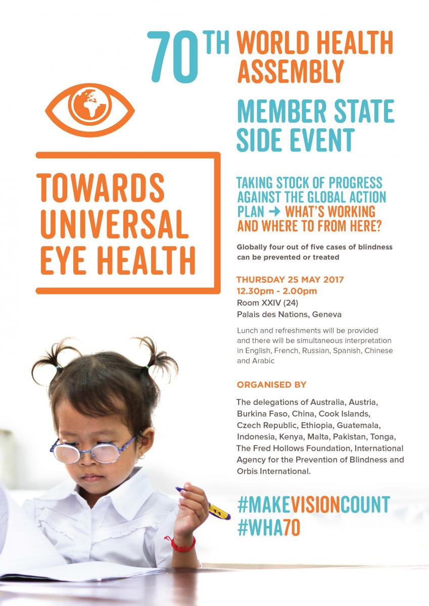 WHA70 Member State Side Event: Towards Universal Eye Health invitation in English