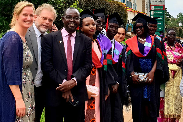 With the happy graduates in Uganda