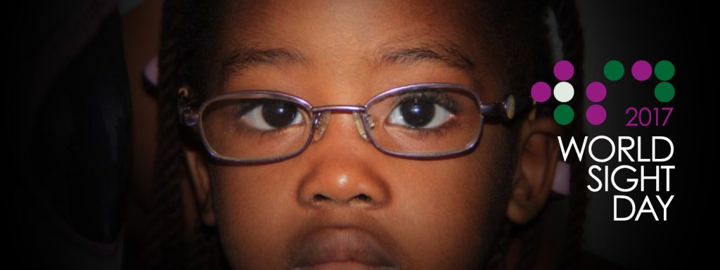 Vision Aid Overseas WSD banner with a child wearing spectacles